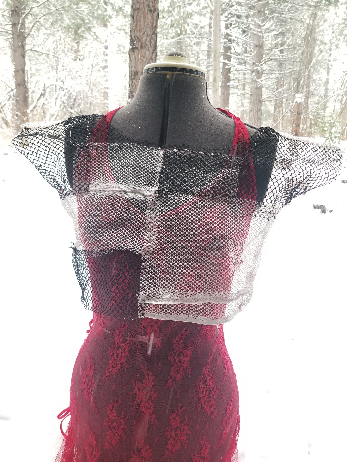 White and black mesh top