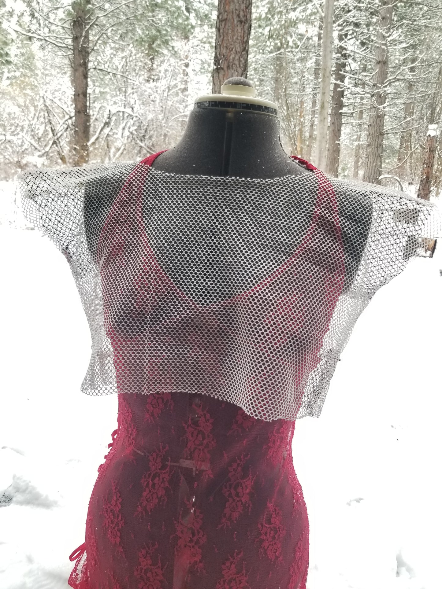 White and black mesh top