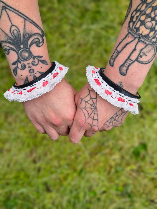 Red & white clown wrist cuffs
