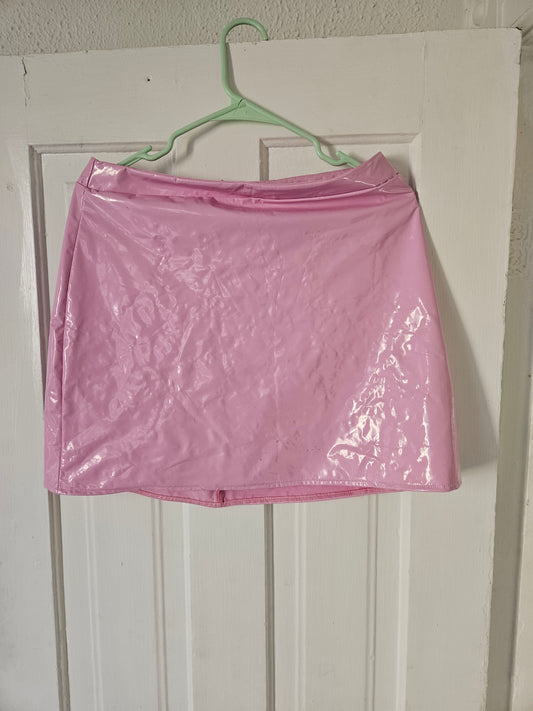 Pink vinyl skirt